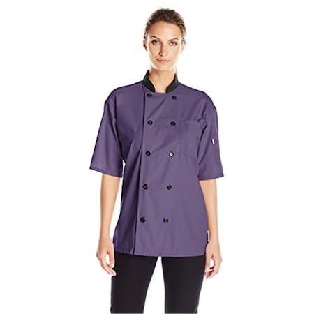 Charlotte Madison Uncommon Threads Womens Havana Chef Coat SS Mesh, Eggplant - Medium CH2065718